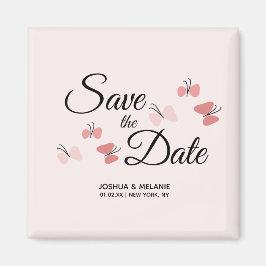 Romantiska fjärilar rosa Save the Dates    Magnet
