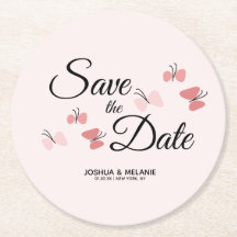 Romantiska fjärilar rosa Save the Dates  