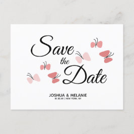 Romantiska fjärilar rosa Save the Dates  Vykort