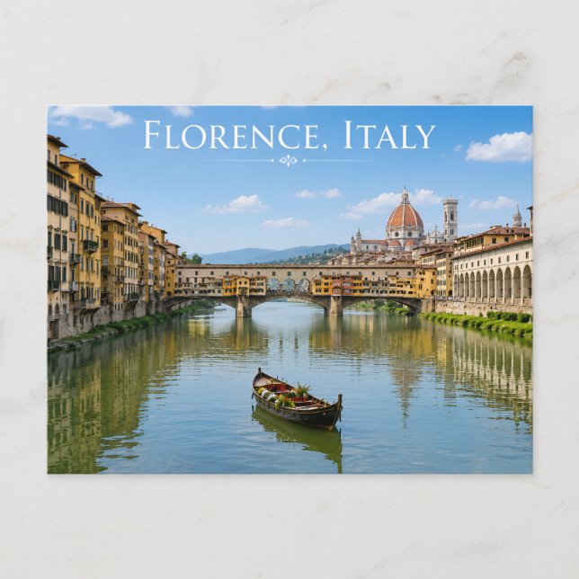 Romantiska Florens Italien Flodvy Vykort (Framsida)