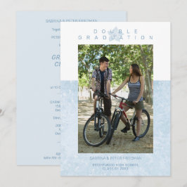 Romantiska foto-Twillingar med blå marble-effekt S Inbjudningar