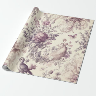 Romantiska franska rosor fåglar decoupage presentpapper