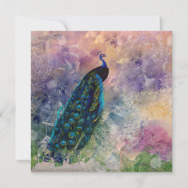 Romantiska Gazebo Peacock och Watercolor Inbjudningar