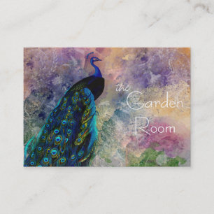 Romantiska Gazebo Peacock och Watercolor Visitkort