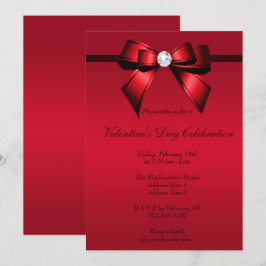 Romantiska Gem Bow & Ribbon Valentine Day Party Inbjudningar
