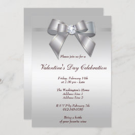 Romantiska Gem Bow & Ribbon Valentine Day Party Inbjudningar