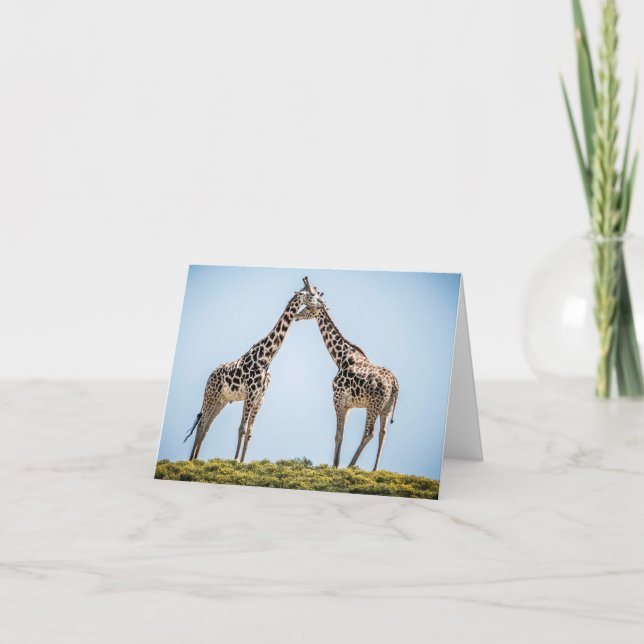 Romantiska Giraffe Couple Porträtt Kort (Framsida)