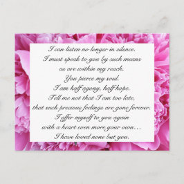 Romantiska godisrosa blomstermotiv Jane Austen-kär Vykort