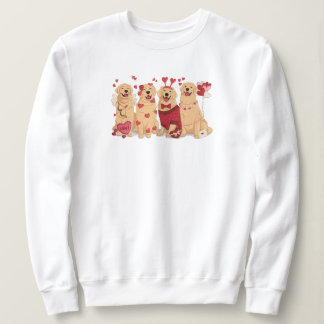 Romantiska Golden Retriever Hjärtan & Cupid Grafik T Shirt