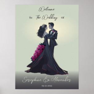 Romantiska gotiska älskare Elegant bröllop välkomm Poster