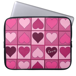 Romantiska grafiska rosa hjärtor upp och ner laptop fodral