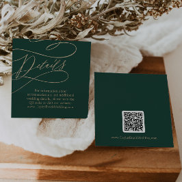 Romantiska gröna kalligrafi QR-kod Bröllopsdetalje Tilläggskort