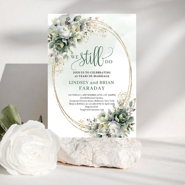 Romantiska Grönskande Bröllopslöften Inbjudan Boho (Romantic Greenery Wedding Vows Invitation Boho)