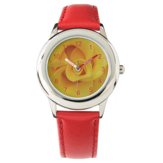 Romantiska gula rosenblad armbandsur (Framsida)
