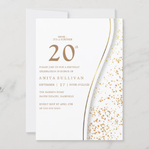 Romantiska Guld Glitter 220:e vita födelsedagen Inbjudningar