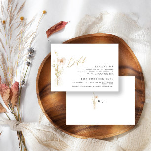 Romantiska Guld och  tryckta blommor Bröllop Tilläggskort