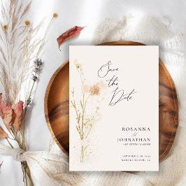 Romantiska Guld och  tryckta blommor Spara Datumet