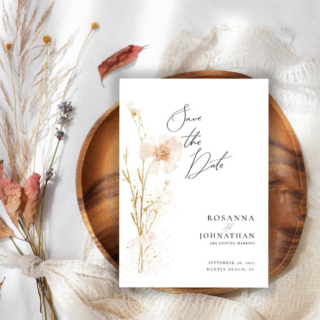 Romantiska Guld och  tryckta blommor Spara Datumet (Skapare uppladdad)