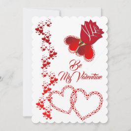 Romantiska Hearts Röd ros är min Valentine Julkort