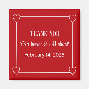 Romantiska Hearts Simple Valentine Day Red Bröllop Magnet