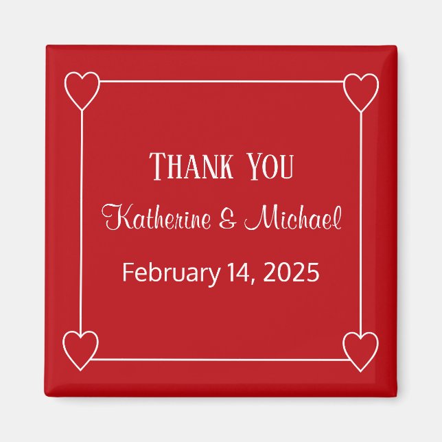 Romantiska Hearts Simple Valentine Day Red Bröllop Magnet (Framsidan)