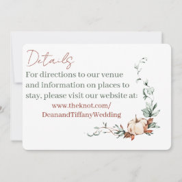 Romantiska höstbröllop detaljerade kort