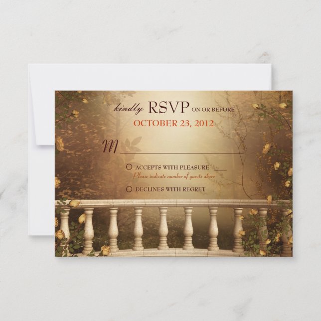 Romantiska höstlöv och kolumner Bröllops-RSVP OSA Kort (Framsida)