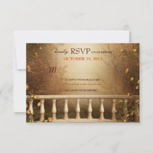 Romantiska höstlöv och kolumner Bröllops-RSVP OSA Kort
