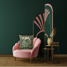 Romantiska husdjur och Daisy Art nouveau Kudde