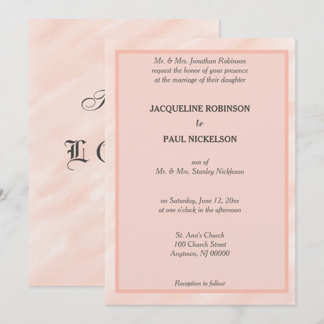 Romantiska inbjudningar till  Grått Watercolor Wed (Fram/baksida)