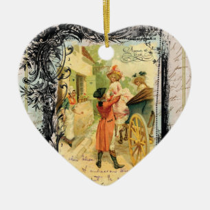Romantiska julen i Vintage 1800-talet Stil Julgransprydnad Keramik