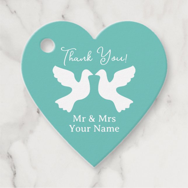Romantiska kärlek-sköldpaddor bröllop tack gåvor etiketter (Framsida)