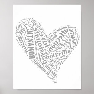 Romantiska kärlekgrå färg och vithjärta mig poster