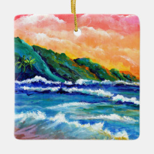 Romantiska Kauai Sunset Julgransprydnad Keramik