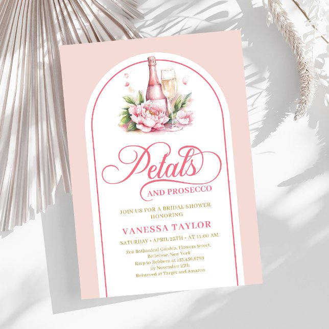 Romantiska kronblad och prosecco bröllopsdusch inb inbjudningar (Romantic petals and prosecco bridal shower invite)