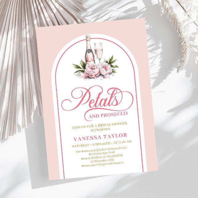 Romantiska kronblad och prosecco inbjuder redigerb inbjudningar (Romantic petals and prosecco invite editable tag

)