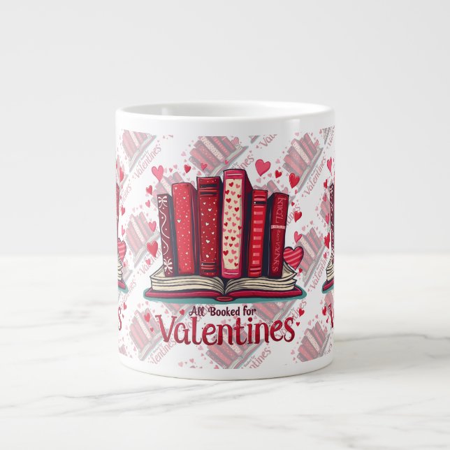 Romantiska Läsningsvibbar Mysig Alla Hjärtans Dag- Jumbo Mugg (Framsidan)