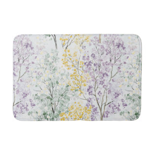 Romantiska Lavendel Gröna Gula Blommor Badrumsmatta