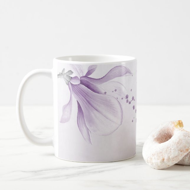 romantiska lila blommor botaniska  kaffemugg (Med munk)