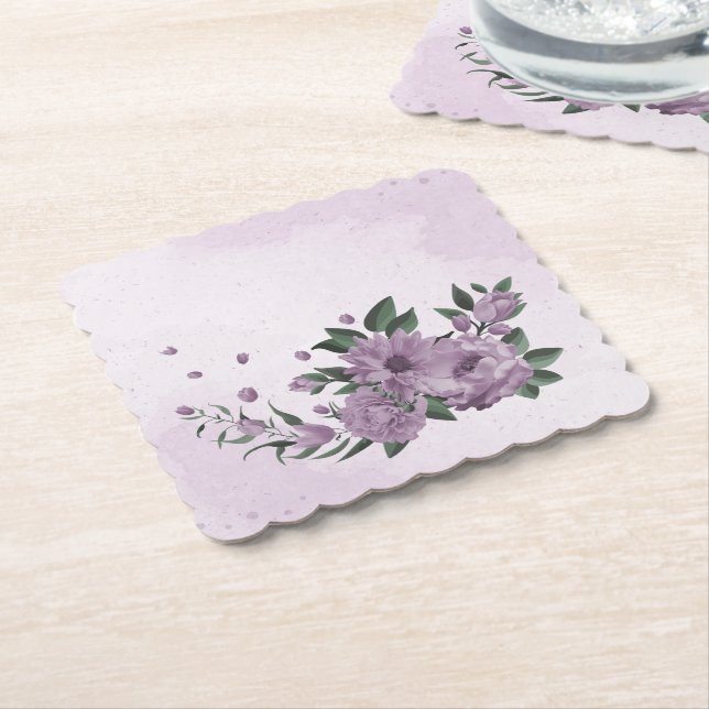 romantiska lila blommor botaniska underlägg papper (Vinklad)