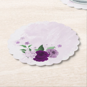 Romantiska lila blommor grönska bröllop underlägg papper