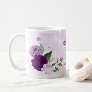 Romantiska lila blommor grönska kaffemugg