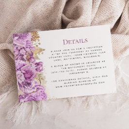 Romantiska lila guld blommiga bröllopsdetaljer OSA kort
