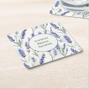 Romantiska lila lavendelblommor bröllopsdusch underlägg papper kvadrat