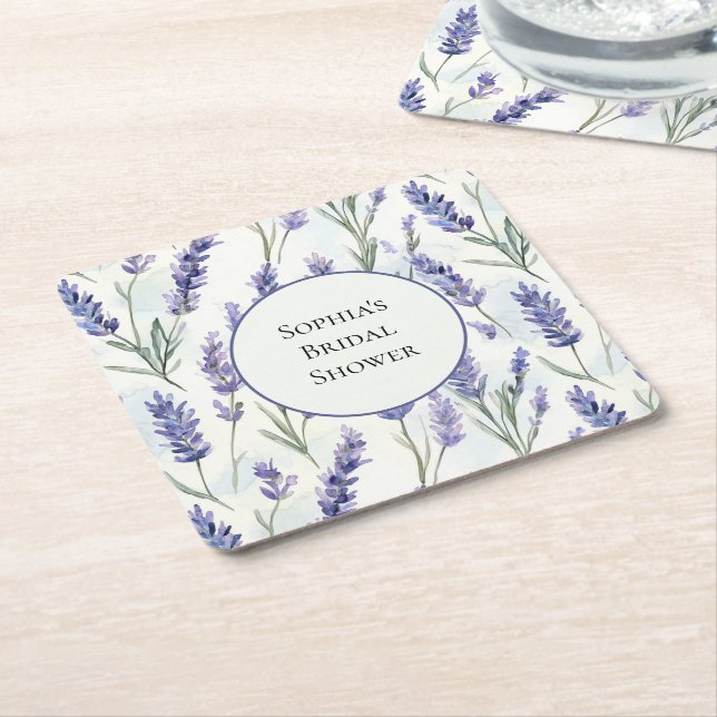 Romantiska lila lavendelblommor bröllopsdusch underlägg papper kvadrat (Vinklad)