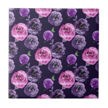 Romantiska lila & rosa akvarellrosor blommor