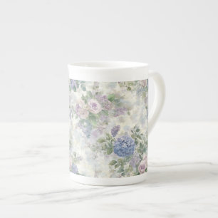 Romantiska lila rosa blommor benporslin mugg