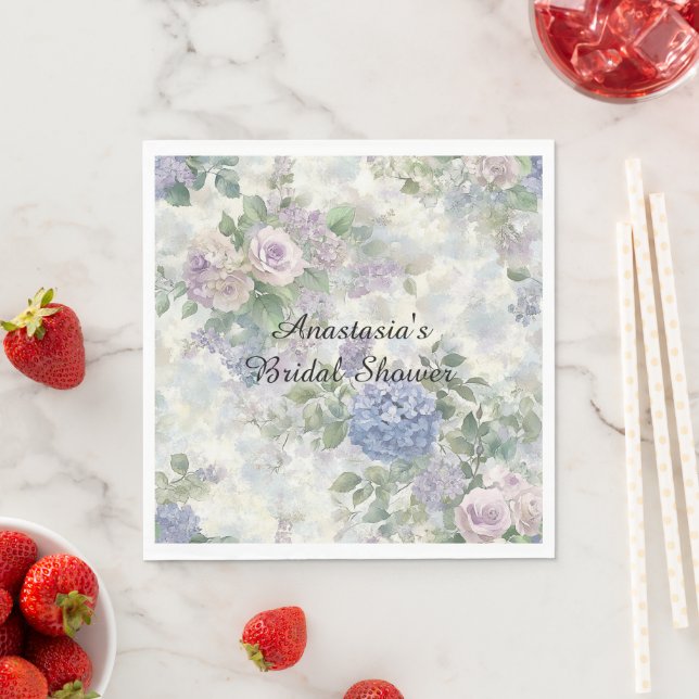 Romantiska lila rosa blommor bröllopsdusch pappersservett (Insitu)