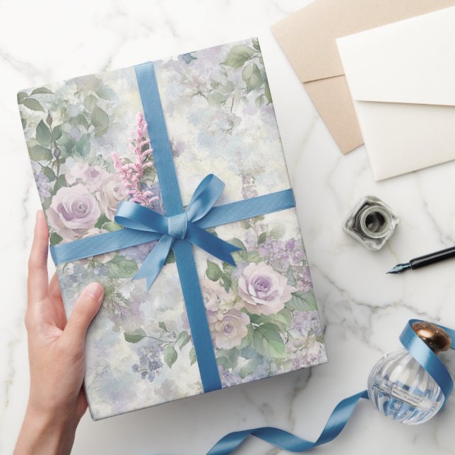 Romantiska lila rosa blommor bröllopsdusch presentpapper (Gifting)