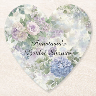 Romantiska lila rosa blommor bröllopsdusch underlägg papper